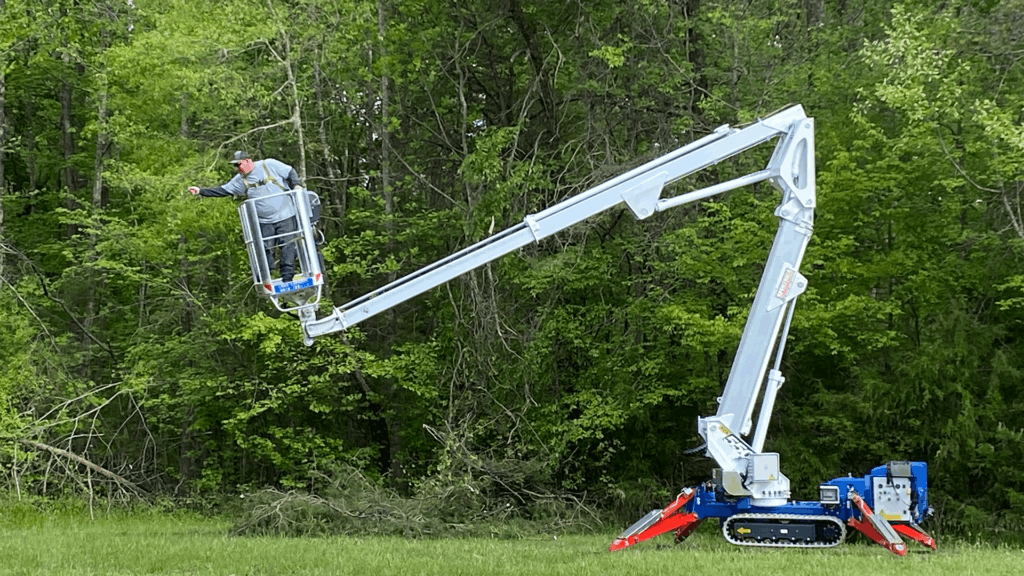 Palazzani North America Spider Lifts Aerial Platform for Sales Spider Lift Cutting down a tree