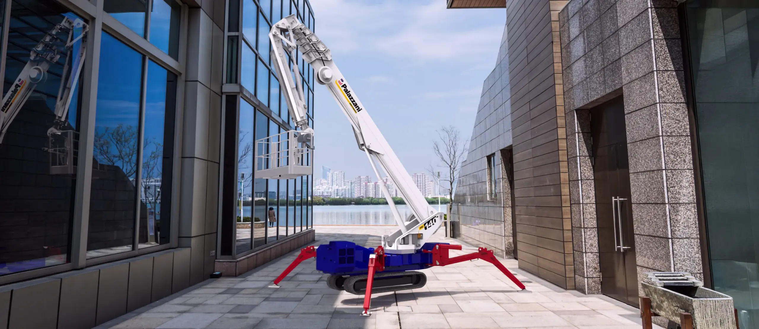 Palazzani North America Spider Lifts Aerial Platform for Sales XTJ 140 at work in urban areas by the sea