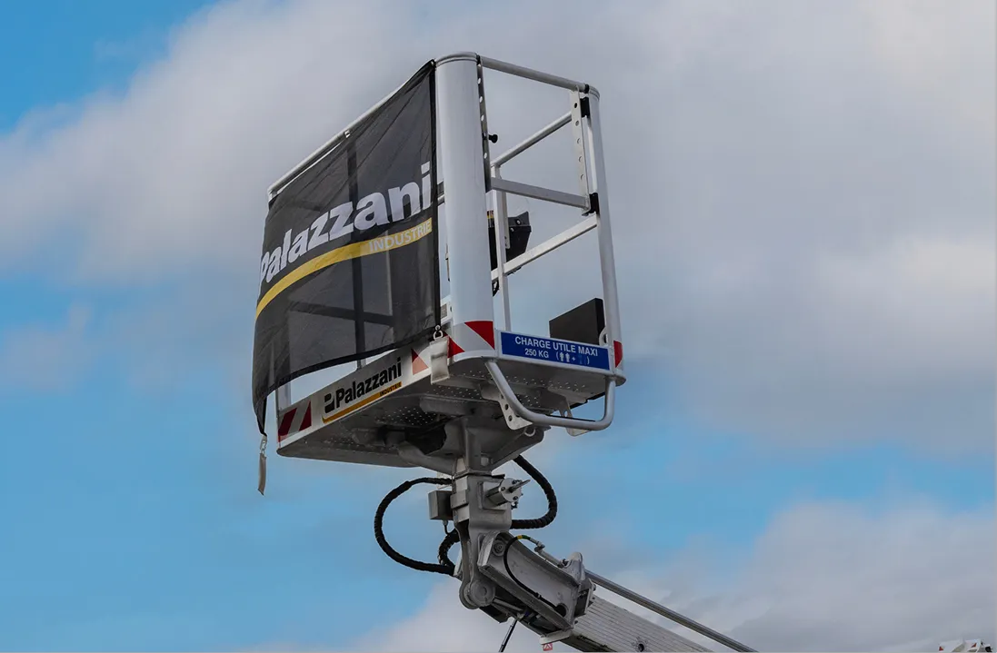Palazzani North America Spider Lifts Aerial Platform for Sales Flag attached on a Spider Lift basket